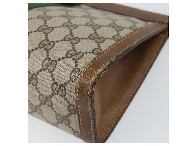 GUCCI GG Supreme Web Sherry Line Clutch Bag PVC Beige Rosso Auth ti3685 - vista 15