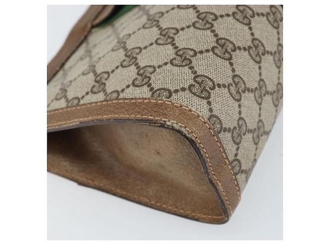 GUCCI GG Supreme Web Sherry Line Clutch Bag PVC Beige Rosso Auth ti3685 - vista 16