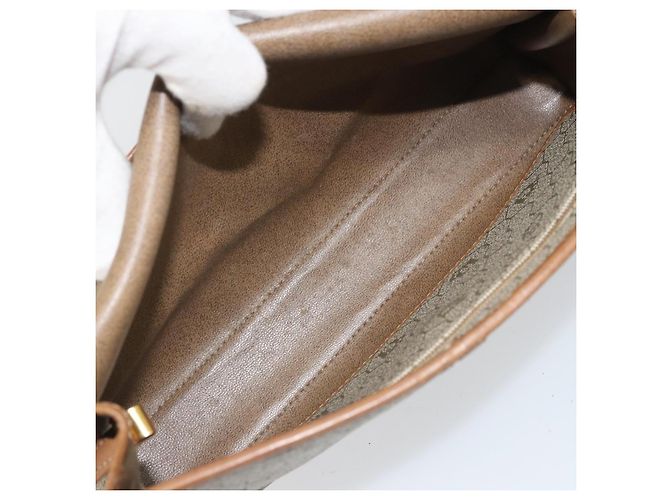 Christian Dior Borsa a spalla in tela a nido d'ape PVC beige oro Auth ka2361 - vista 11