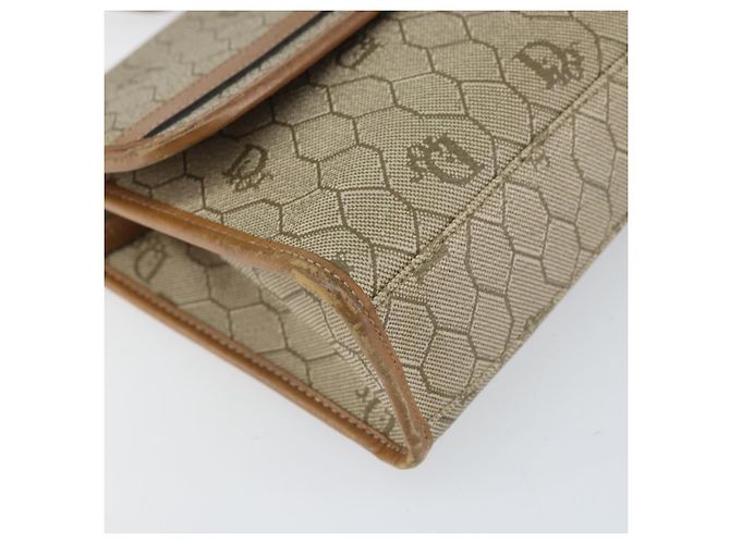 Christian Dior Borsa a spalla in tela a nido d'ape PVC beige oro Auth ka2361 - vista 14