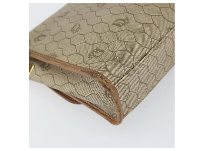 Christian Dior Borsa a spalla in tela a nido d'ape PVC beige oro Auth ka2361 - vista 16