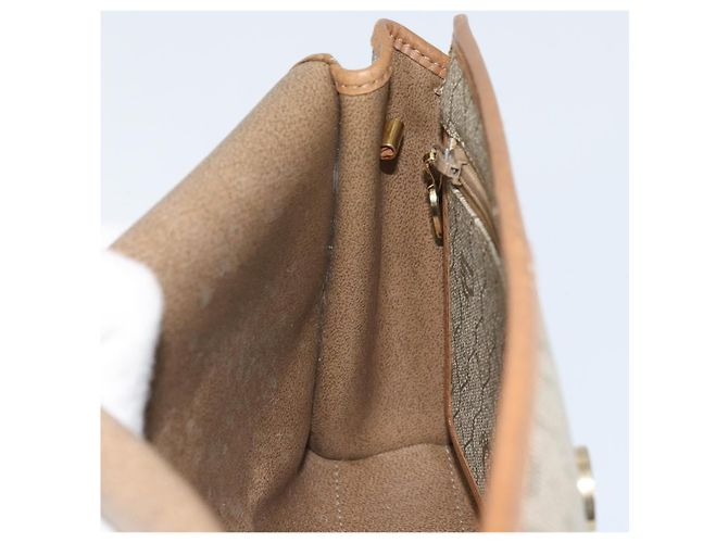 Christian Dior Borsa a spalla in tela a nido d'ape PVC beige oro Auth ka2361 - vista 19
