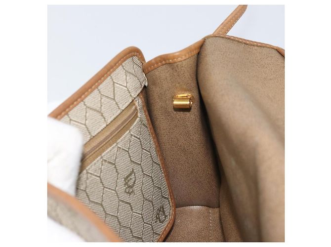 Christian Dior Borsa a spalla in tela a nido d'ape PVC beige oro Auth ka2361 - vista 20
