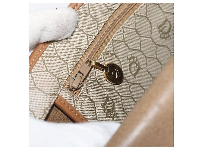 Christian Dior Borsa a spalla in tela a nido d'ape PVC beige oro Auth ka2361 - vista 21