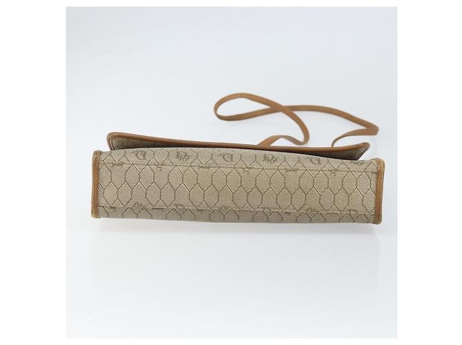 Christian Dior Borsa a spalla in tela a nido d'ape PVC beige oro Auth ka2361 - vista 5