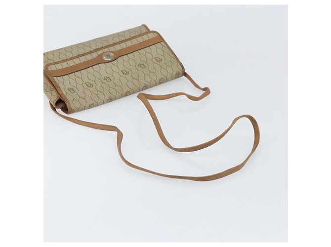 Christian Dior Borsa a spalla in tela a nido d'ape PVC beige oro Auth ka2361 - vista 7