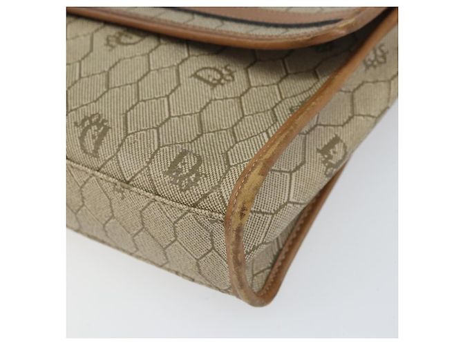 Christian Dior Borsa a spalla in tela a nido d'ape PVC beige oro Auth ka2361 - vista 9