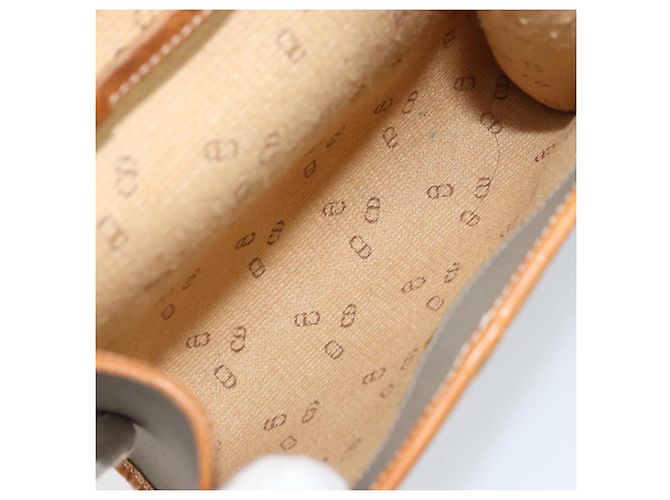 Borsa a Spalla Christian Dior in PVC Pelle Grigia Oro Auth ti3765 Marrone D'oro - vista 12