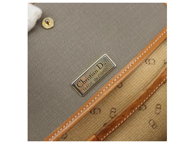 Borsa a Spalla Christian Dior in PVC Pelle Grigia Oro Auth ti3765 Marrone D'oro - vista 18