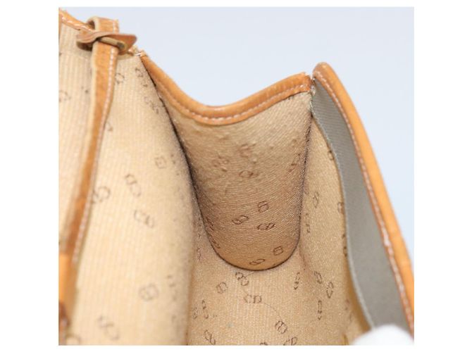 Borsa a Spalla Christian Dior in PVC Pelle Grigia Oro Auth ti3765 Marrone D'oro - vista 19