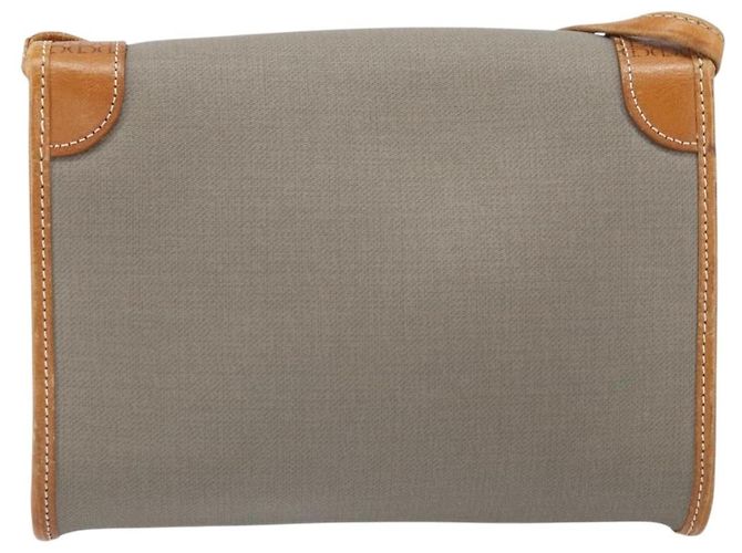 Borsa a Spalla Christian Dior in PVC Pelle Grigia Oro Auth ti3765 Marrone D'oro - vista 2