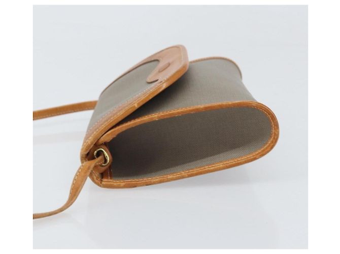 Borsa a Spalla Christian Dior in PVC Pelle Grigia Oro Auth ti3765 Marrone D'oro - vista 4
