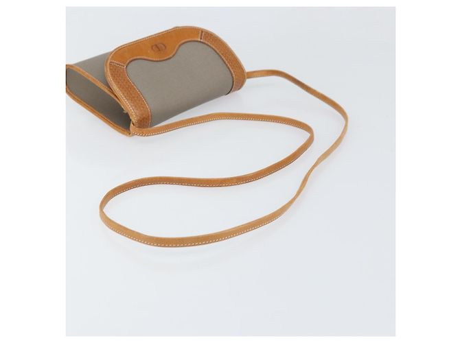 Borsa a Spalla Christian Dior in PVC Pelle Grigia Oro Auth ti3765 Marrone D'oro - vista 7