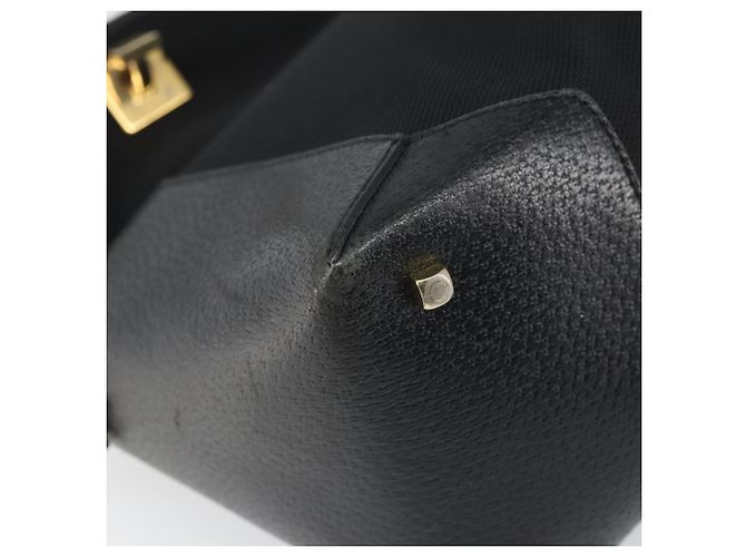 Borsa Tote Salvatore Ferragamo in tela nera e oro Auth BA10431 Nero D'oro - vista 14