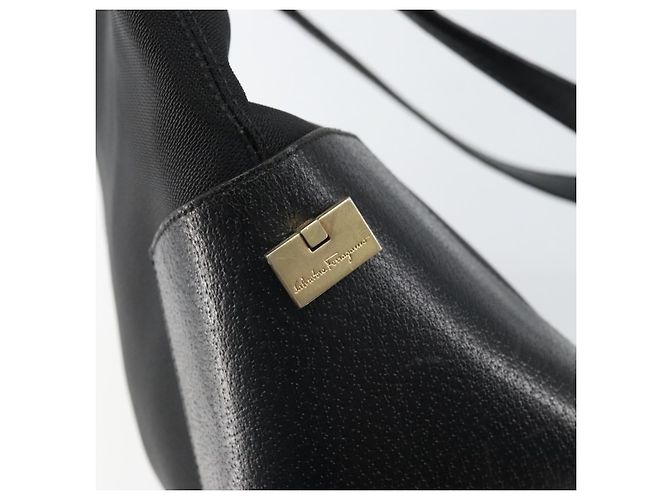 Borsa Tote Salvatore Ferragamo in tela nera e oro Auth BA10431 Nero D'oro - vista 17