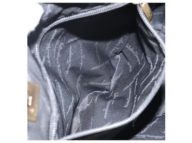 Borsa Tote Salvatore Ferragamo in tela nera e oro Auth BA10431 Nero D'oro - vista 21