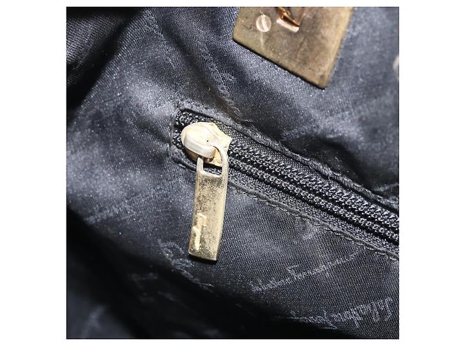 Borsa Tote Salvatore Ferragamo in tela nera e oro Auth BA10431 Nero D'oro - vista 22