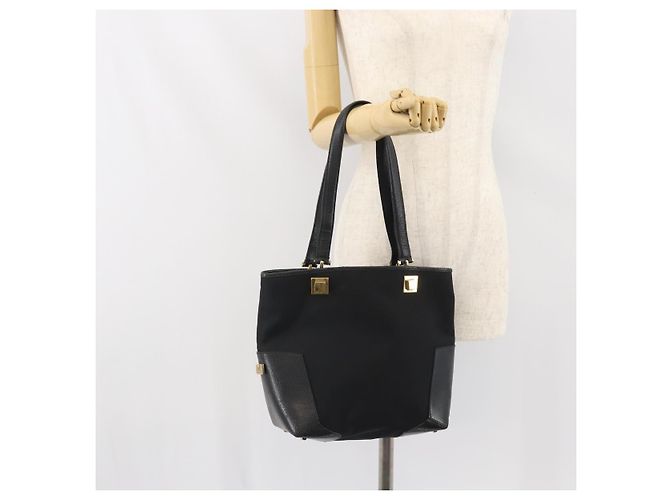 Borsa Tote Salvatore Ferragamo in tela nera e oro Auth BA10431 Nero D'oro - vista 24