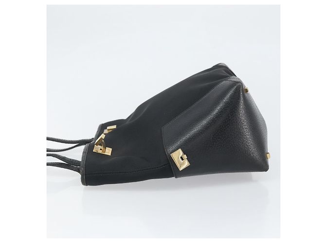 Borsa Tote Salvatore Ferragamo in tela nera e oro Auth BA10431 Nero D'oro - vista 4
