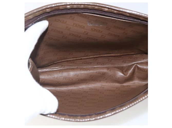 FENDI Zucchino Canvas Clutch Bag Braun Auth ti3645 - Ansicht 10