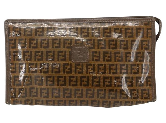 FENDI Zucchino Canvas Clutch Bag Braun Auth ti3645 - Ansicht 13