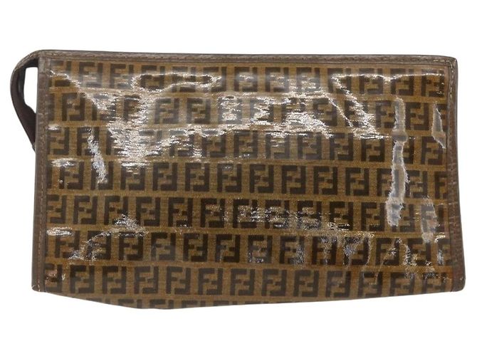 FENDI Zucchino Canvas Clutch Bag Braun Auth ti3645 - Ansicht 2