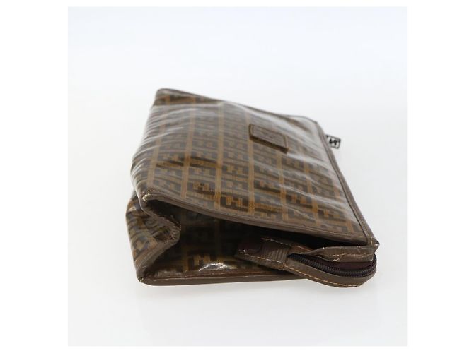 FENDI Zucchino Canvas Clutch Bag Braun Auth ti3645 - Ansicht 4