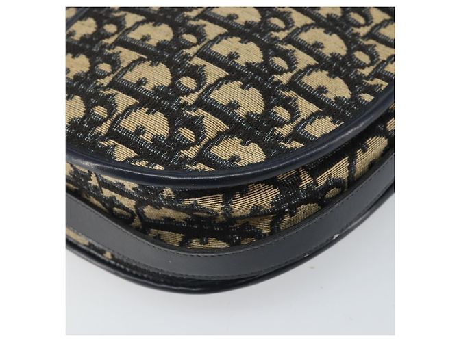 Borsa a Spalla in Tela Trotter Christian Dior Blu Navy Oro Auth 171117 - vista 14
