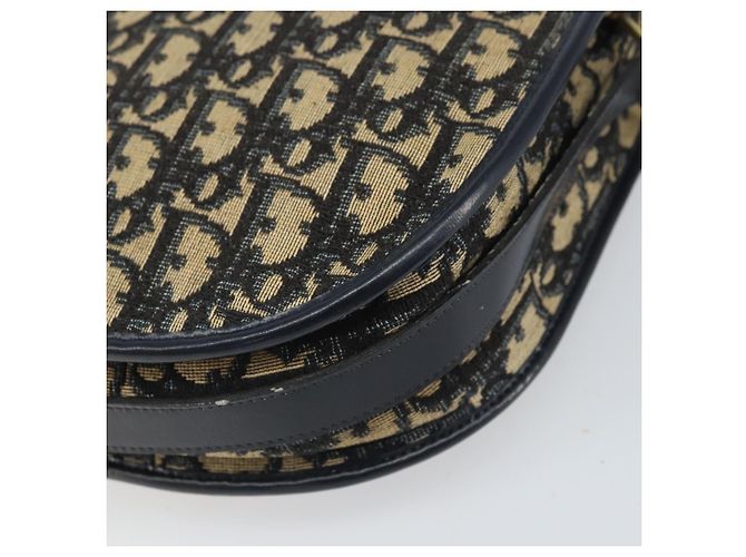 Borsa a Spalla in Tela Trotter Christian Dior Blu Navy Oro Auth 171117 - vista 15