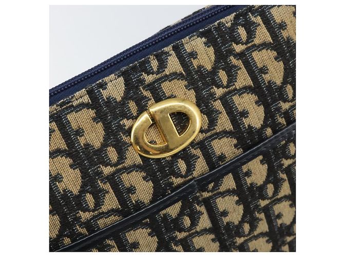 Borsa a Spalla in Tela Trotter Christian Dior Blu Navy Oro Auth 171117 - vista 17