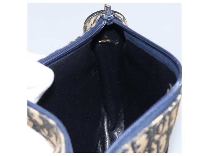 Borsa a Spalla in Tela Trotter Christian Dior Blu Navy Oro Auth 171117 - vista 18