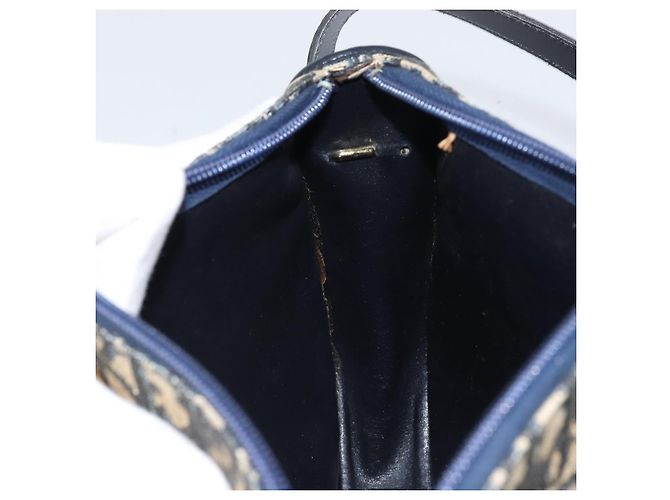 Borsa a Spalla in Tela Trotter Christian Dior Blu Navy Oro Auth 171117 - vista 19