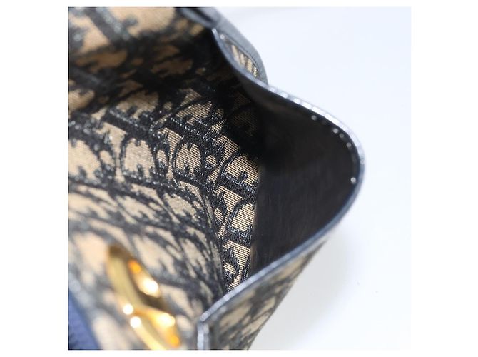 Borsa a Spalla in Tela Trotter Christian Dior Blu Navy Oro Auth 171117 - vista 20