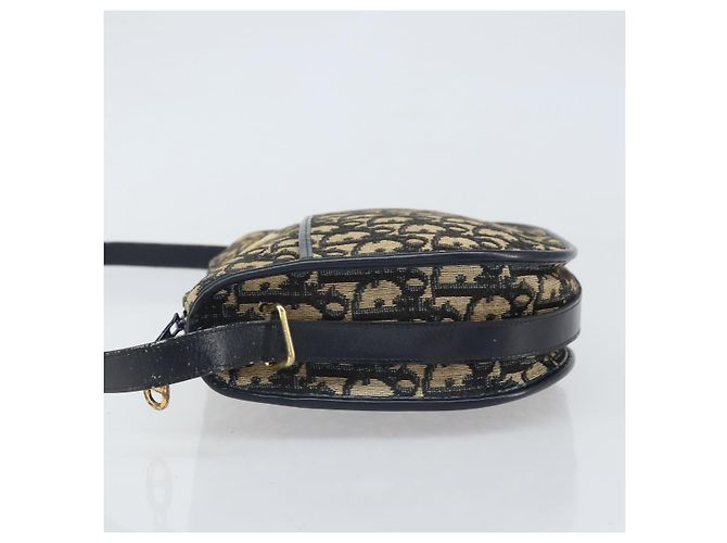 Borsa a Spalla in Tela Trotter Christian Dior Blu Navy Oro Auth 171117 - vista 4