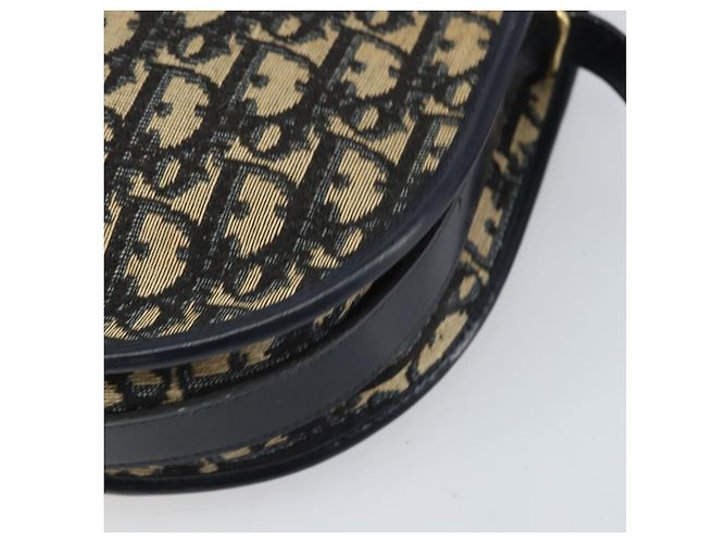 Borsa a Spalla in Tela Trotter Christian Dior Blu Navy Oro Auth 171117 - vista 9