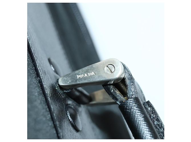 Prada Tragetasche aus Nylon Schwarz Silber Auth bs32877 - Ansicht 21