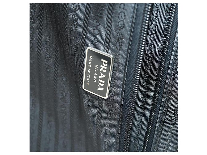 Prada Tragetasche aus Nylon Schwarz Silber Auth bs32877 - Ansicht 26