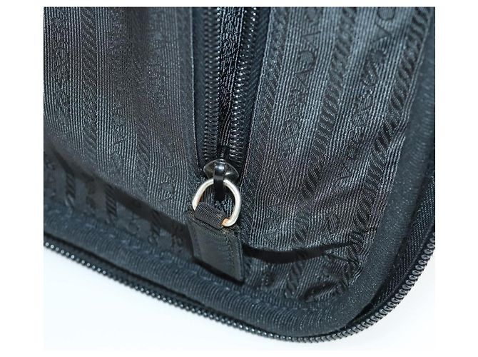 Prada Tragetasche aus Nylon Schwarz Silber Auth bs32877 - Ansicht 27