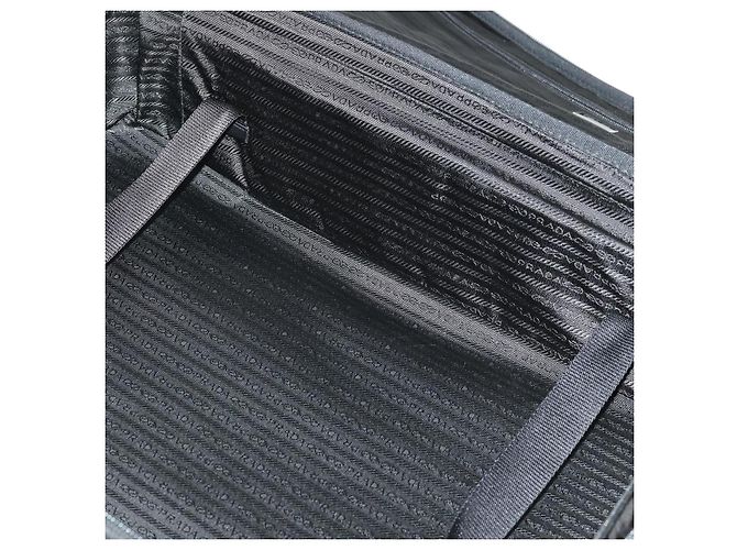 Prada Tragetasche aus Nylon Schwarz Silber Auth bs32877 - Ansicht 30