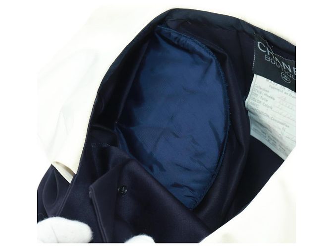 CHANEL Costume intero in cotone blu navy CC Auth 170808V - vista 12