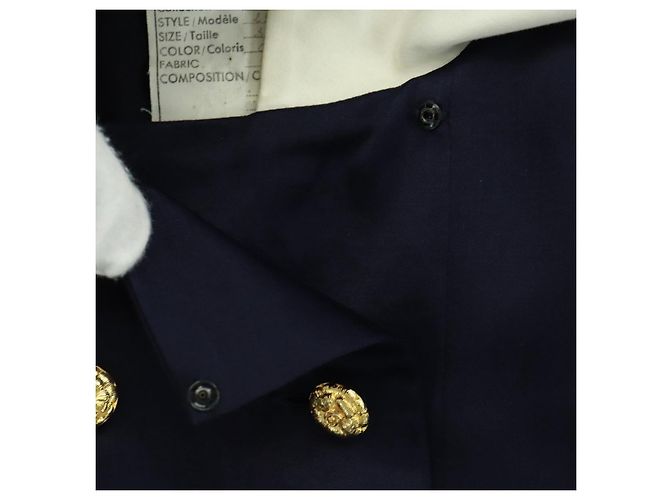 CHANEL Costume intero in cotone blu navy CC Auth 170808V - vista 6