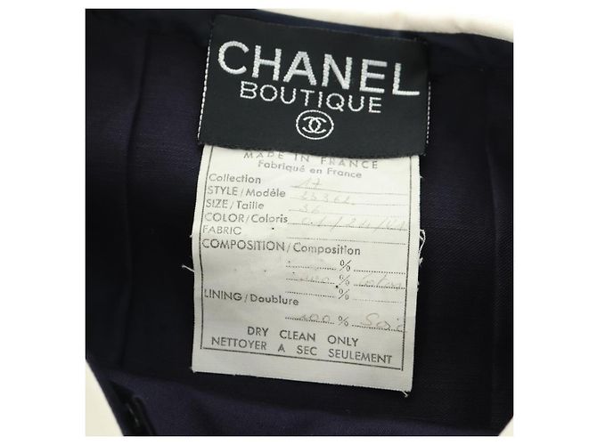 CHANEL Costume intero in cotone blu navy CC Auth 170808V - vista 9