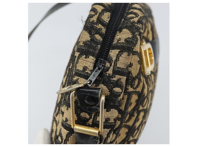 Borsa a Spalla in Tela Trotter Christian Dior Blu Navy Oro Auth 168925 D'oro - vista 10