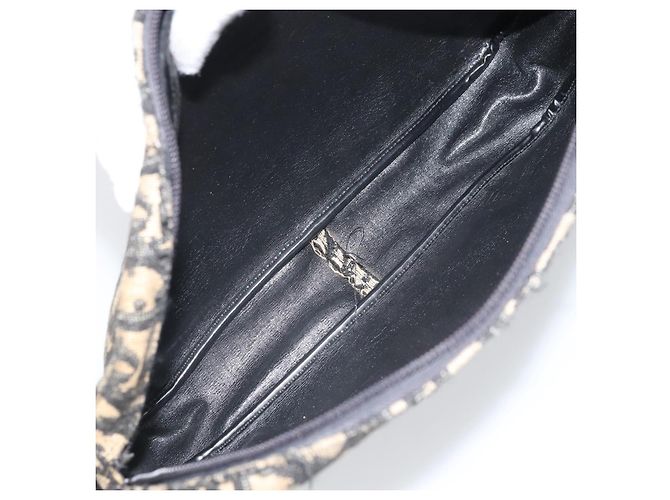 Borsa a Spalla in Tela Trotter Christian Dior Blu Navy Oro Auth 168925 D'oro - vista 11