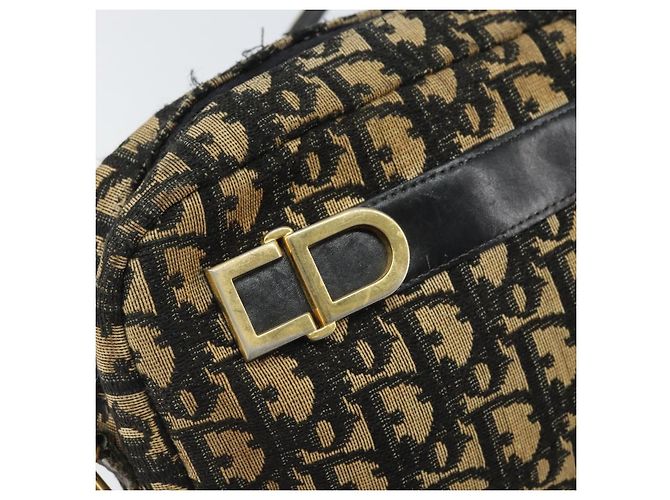 Borsa a Spalla in Tela Trotter Christian Dior Blu Navy Oro Auth 168925 D'oro - vista 17
