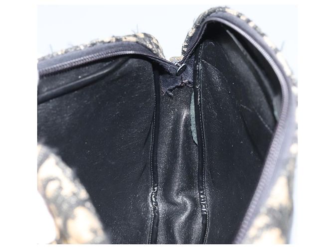 Borsa a Spalla in Tela Trotter Christian Dior Blu Navy Oro Auth 168925 D'oro - vista 18