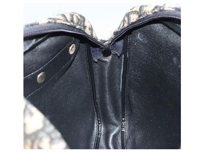 Borsa a Spalla in Tela Trotter Christian Dior Blu Navy Oro Auth 168925 D'oro - vista 19