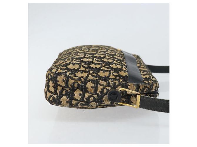 Borsa a Spalla in Tela Trotter Christian Dior Blu Navy Oro Auth 168925 D'oro - vista 3
