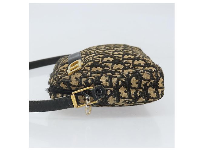 Borsa a Spalla in Tela Trotter Christian Dior Blu Navy Oro Auth 168925 D'oro - vista 4