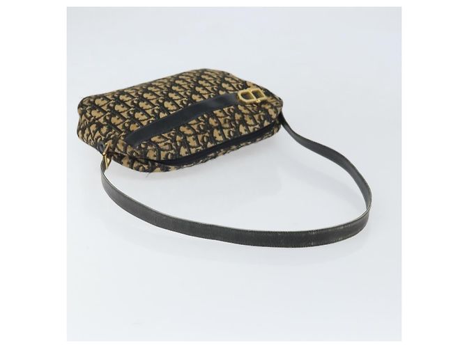 Borsa a Spalla in Tela Trotter Christian Dior Blu Navy Oro Auth 168925 D'oro - vista 7